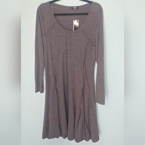 NWT Premise Charcoal Long Sleeve Jersey Dress With Gorgeous Stitching Grey L
